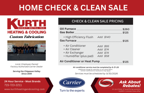 Clean and Check Sale - Call for more information